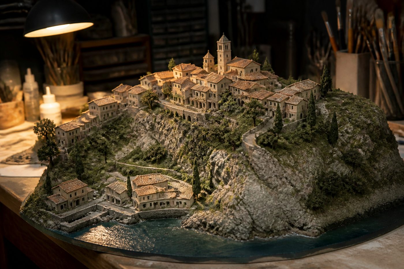 Miniature model landscape used for film craft