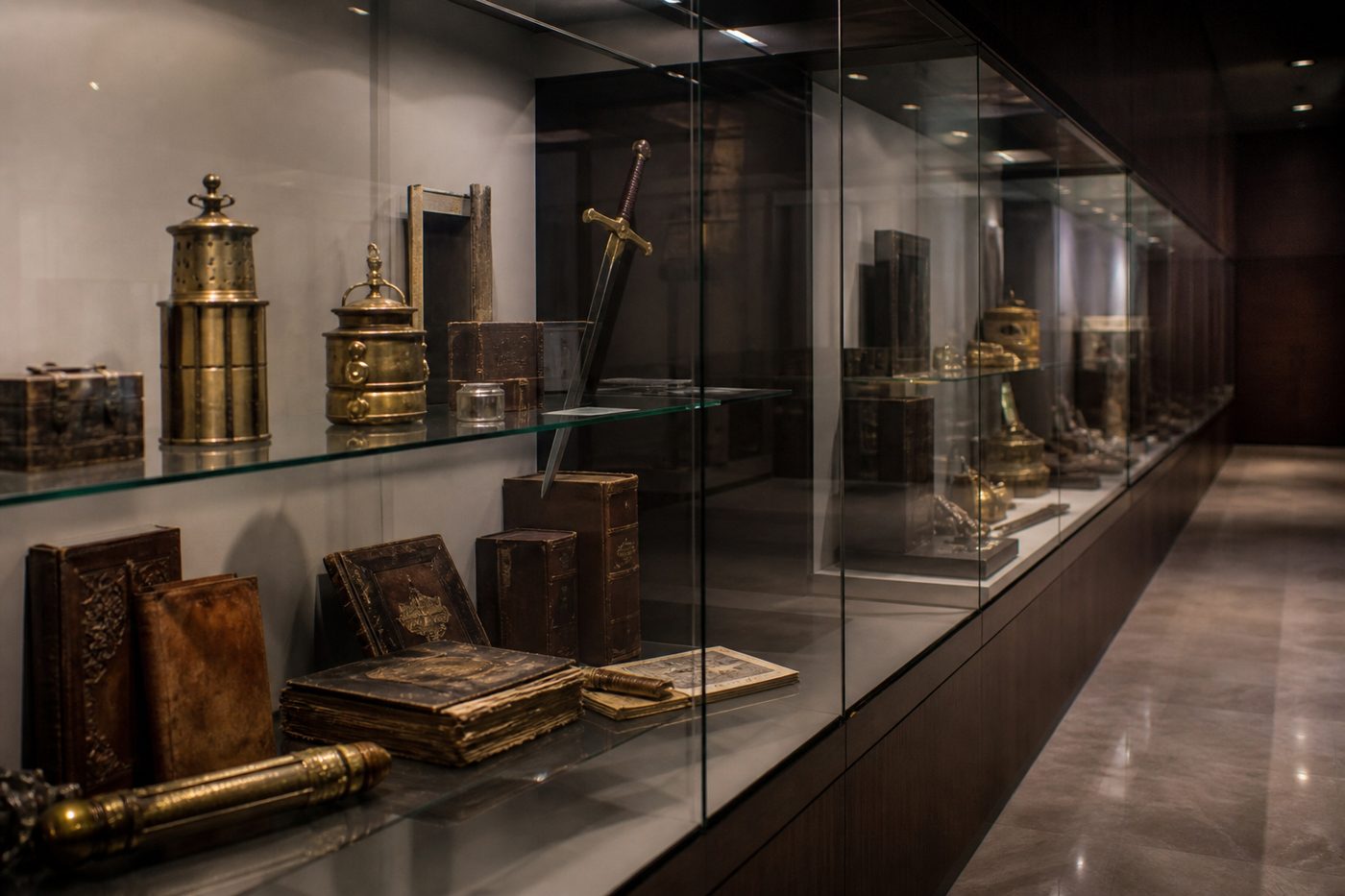 Exhibition case of props for museum-day comparison